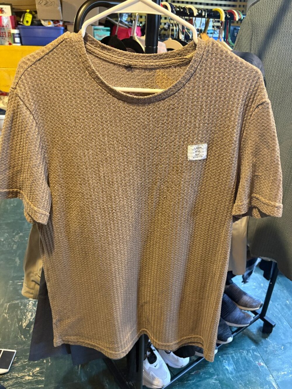 SHEIN Medium Brown Waffle Shirt